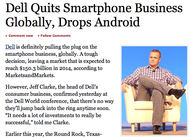 Dell stops making smartphones